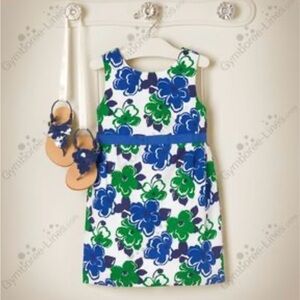 Janie and Jack White Dress with Blue and Green Floral Trim